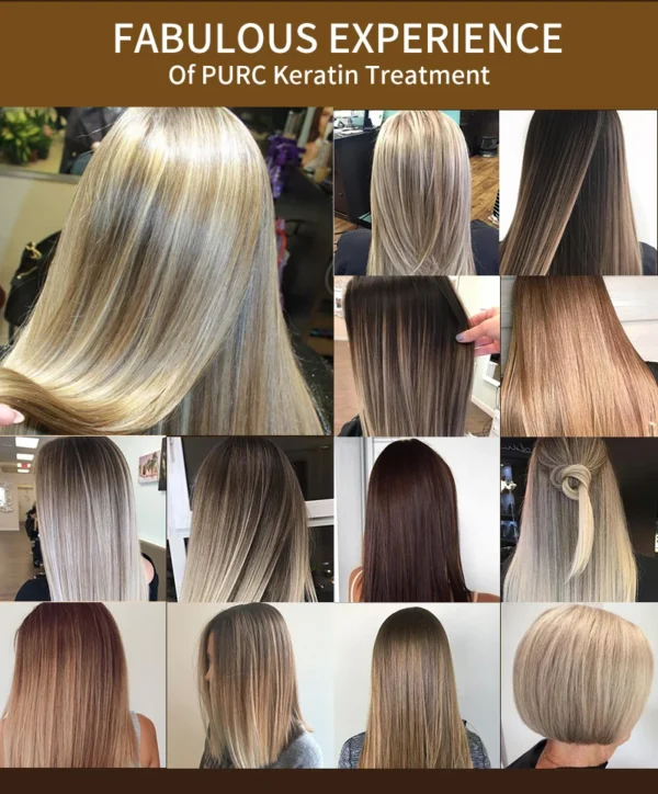PURC Straightening Brazilian Keratin Treatment Cream Smoothing Hair Mask Sets Repair Damaged Frizz Dry Hair Care for Women 3pcs - Image 6