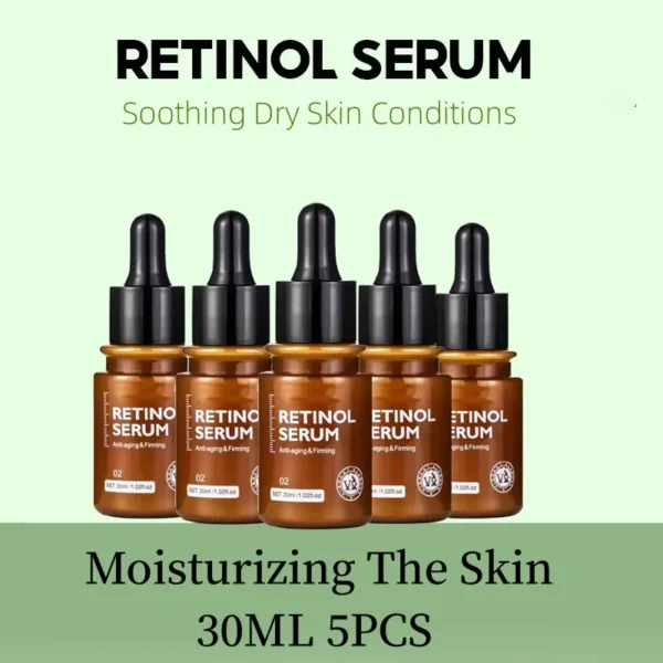 VIBRANT GLAMOUR Retinol Serum Increase Skin Elasticity Promote Collagen Production Improve Skin Texture 30ML 5PCS