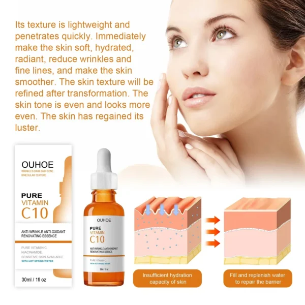 Vitamin C Wrinkle Remover Face Serum Lifting Firming Fade Fine Lines Anti-aging Essence Whitening Brighten Nourish Skin Care - Image 5