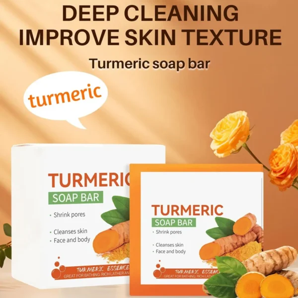 Hand Made Turmeric Soap Body Cleaning Lightening Dark Underarm Leg Body Cleansers Brightening Face Soap Tender Skin Care Beauty - Image 2