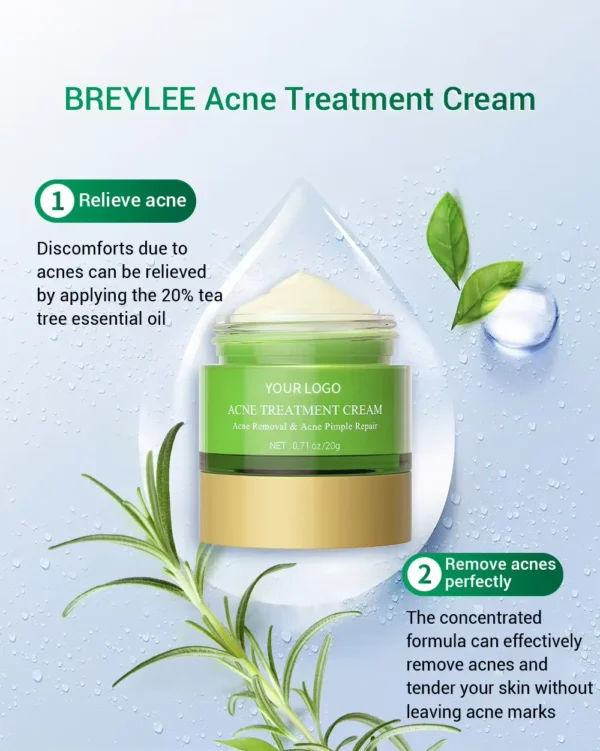 BREYLEE Tea Tree Face Cream Moisturizing Water Oil Balance 20G 10PCS - Image 4