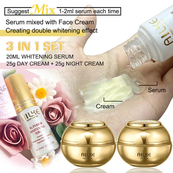 AILKE Whitening Dark Spot Remove Facial Skin Care Cream, With Collagen, Anti- Freckle Wrinkle Repair Women Premium Face Product - Image 3