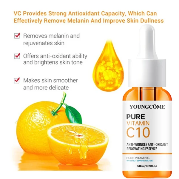 Vitamin C Facial Essence Hyaluronic Acid Dark Skin Brighten Serum Fade Fine Lines Moisturizing Repair Dull Serum Face Skin Care - Image 2