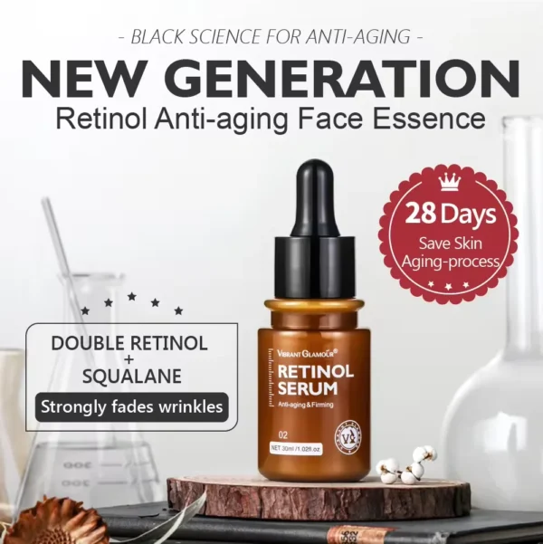 VIBRANT GLAMOUR Retinol Serum Increase Skin Elasticity Promote Collagen Production Improve Skin Texture 30ML 5PCS - Image 2