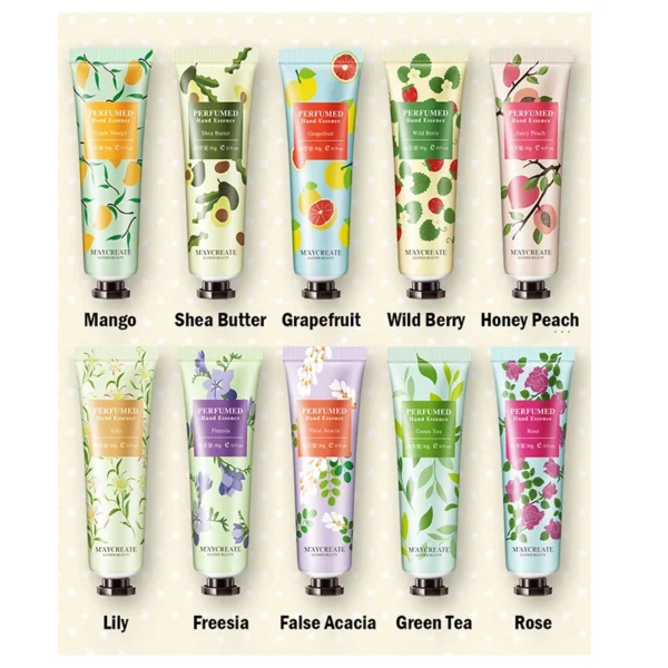 10pcs Fruity Flowery Hand Cream Moisturizing Nourishing Anti Chap Repairing Hands Care Beauty Skincare Hand Creams Sets - Image 2