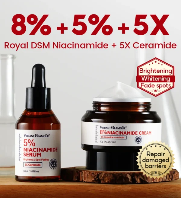 VIBRANT GLAMOUR Niacinamide Set 8% Cream+ 5% Serum+ 2% Toner + 2% Moisturizer 5X Ceramide 4PCS - Image 4